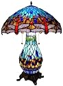 Blue Dragonfly Tiffany Table Lamp - Light Base