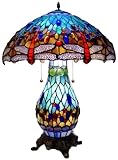 Blue Dragonfly Night Light Tiffany Style Table Lamp