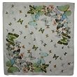 100% Satin Charmeuse Silk Dancing Butterfly Hand Rolled Edges Square Scarf - Tan