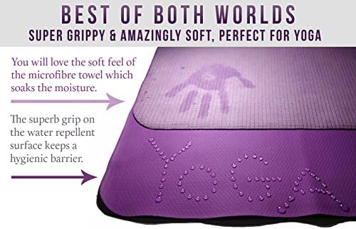 Travel Yoga Mat & Yoga Towel in One, It Fits on Top of a Standard Yoga Mat and Has a Dual Surface Combining a Soft to Touch Super-absorbent Microfiber on the Top, Absorbing Your Sweat and a Premium Eco Friendly TPE Bottom for a Quality Firm Grip with a Closed Cell Technology to Stop Slipping. Perfect Grip Take Anywhere Travel Mat Folds up to the Size of a Shirt, It's Only 1.5mm Thick, Non Slip for Exercise, Skid Less Workout, SGS Tested, Phthalates Free, 100% PVC Free, No Latex, Rubber or Toxins. Plus You Get a Free 100 Page E-book All About Yoga, 100% Customer Satisfaction Guaranteed or Your Money Back!