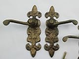 IRONMONGERY WORLDﾂｮ ANTIQUE BRASS CAST IRON FLEUR DE LYS DESIGN LEVER MORTICE LATCH DOOR HANDLE by I