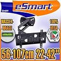 eSmart Wandhalterung LCD / PLASMA TV | 56-107 cm | 22-42 Zoll | VESA 100-400 | Neigbar + Schwenkbar | Schwarz | Montagelöcher am TV max. 465 x 355 mm (Breite x Höhe)