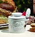 L Tremain BBWHIT2 Butter Bell Crock - White Raised Floral with Floral Spreader