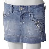XOXO Embellished Juniors Denim Mini Skirt