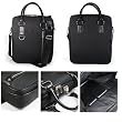 12" Vertical Black Nylon Notebook Laptop Carrying Case with Accessory Compartments and Shoulder Strap