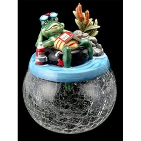 Porcelain Top Crack Glass Belly Frog Cookie Jar by VG