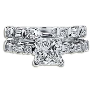 2.33 E VS1 PRINCESS DIAMOND ENGAGEMENT RING SET 18K