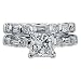 Jewelry : 1.60 CT PRINCESS CUT G VS2 DIAMOND RING SET 18K