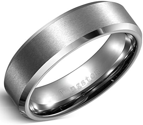 Freeman Jewels 8mm Tungsten Ring for Men Matte Finish Polished Edge Mens Wedding Band(11.5)