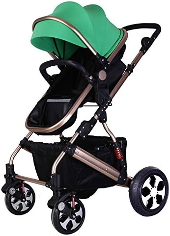 SGS,CCC Certificated High Chair Folding Stroller for Baby,Frame made of Aircraft-grade Aluminium,2 Air Wheel+2 EVA Wheel (Silver Wheel Cover)