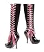 Penthouse Women's Chastity PH423 Sexy Boots,Black/Pink Lace,9 M US