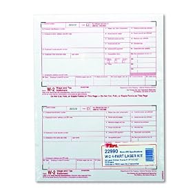 TOPS 22990 W-2 Tax Forms For Laser Printers, 4-Part, 50 Sets Per Pack
