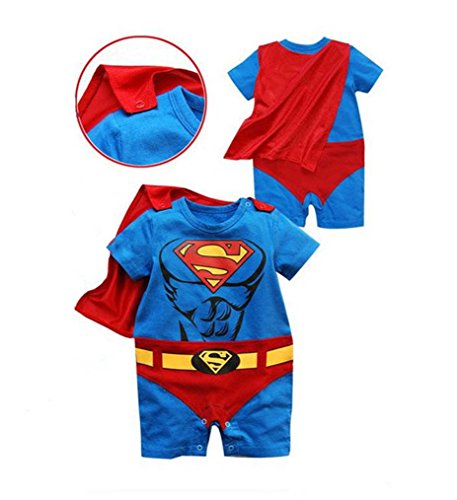 Rush Dance One Piece Super Hero Baby Muscle Superman Superboy Romper Onesie Cape