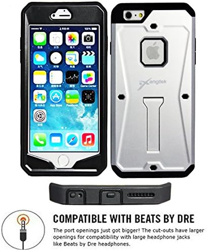 iPhone 6 Plus Phone Case, Xangtek Shockproof Armor Tank Case with Kickstand and Built-In Anti-Scratch Screen Protector for iPhone 6 Plus. (Silver)