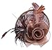 Womens Feather Mesh Fascinator Hat with Headband Brown