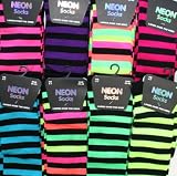Neon Stripe Over the Knee Socks Size 4-7