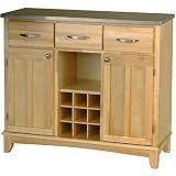 Home Styles Furniture Large Natural Base and Stainless Steel Top Buffet Kitchen Island