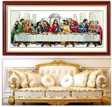 NBellShop 95x41cm DIY Needlework The Last Supper Cross Stitch Handmade by NBell