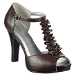 Women's Xhilaration&reg; Tabitha T-Strap Peep-Toe Pumps - Dark Brown