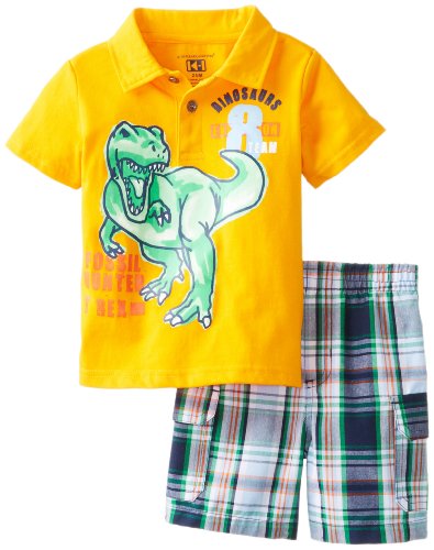 Kids Headquarters Baby-Boys Infant Polo with Plaided Cargo Shorts