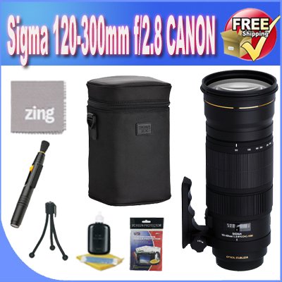 Sigma 120-300mm f/2.8 AF APO EX DG OS HSM Lens for Canon Digital SLRs + Deluxe Case + Lens Pen Cleaner + Zing MicroFiber Cleaning Cloth + Accessory Saver Bundle!
