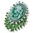 May Birthstone Green Beauty Cameo Brooches And Pins Vintage