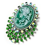 May Birthstone Green Beauty Cameo Brooches And Pins Vintage