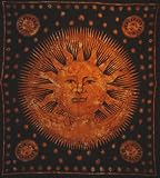 710291 Tapestry wall Hanging bed Cover, Sun moon, Brown, 100% Cotton, 85 x 95 