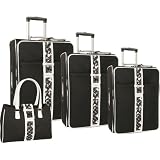 Diane von Furstenberg R2 Fence 4 Piece Luggage Set - Black/White