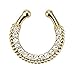 CrazyPiercing Single Line Paved Clear Gem Gold IP Non-Piercing Fake Septum Hanger 510GC
