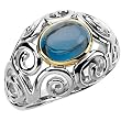 Sterling Silver and 14K Yellow Gold London Blue Topaz Ring