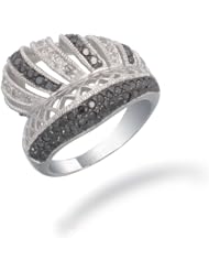 1.1 CT Black Diamond Ring in Sterling Silver in Size 7