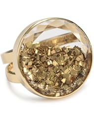 Moritz Glik "Kaleidoscope" 18K Yellow Gold, White Sapphire Crystal and Floating Gold Ring, Size 7