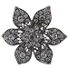 Blacktone Flower Flower Brooch Pin with Crystals - 2.5" Length