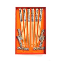 Abacus "Qing Ming Paradies": Edles asiatisches Essst�bchen-Set aus hochwertigem Holz in Geschenkschachtel (6 St�bchen und Halter) - CS-01 DE