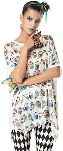 Polarfox Womens Cute Owl Print Tshirt Dresses Large White