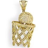 18k Yellow Gold Plated CZ Cubic Zirconia Hip Hip Iced Micro PaveNBA Hoop Basketball Hip Hop Mens Pendant