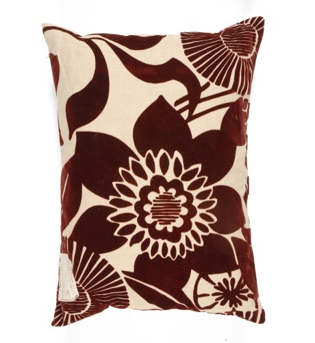 Rectangular Flocked Flower Print Cushion