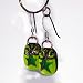 Hand Crafted Artisan Fused Art Glass Earrings -Pink Dichroic on Green Glass w/ Copper Wire Work, Sterling Silver
