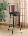 Hillsdale Midtown 30-Inch Swivel Bar Stool, Black finish with Dark Cherry Accented Back and Black Leather Upholstry