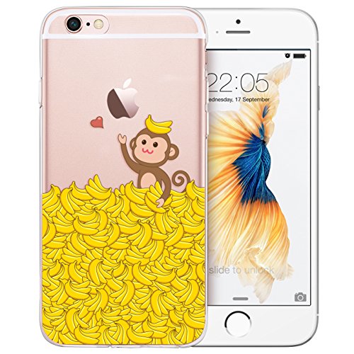 iPhone 6 Case, ESR iPhone 6s Case Clear Soft Silicone Back Cover One Piece Bumper Case [Mania Series] [Shock Absorbent] for 4.7 inches iPhone 6/iPhone 6s(Bananaworm Monkey)