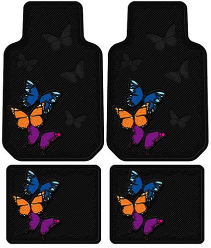 Butterflies 4 Pc Front & Rear Floor Mats Set