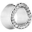 7/16" Stainless Steel CZ Teardrop Tunnel