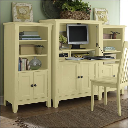 Riverside Furniture 52336 / 52341 Spring Street 37" W Drop Lid Computer Cabinet with Side Bookcase P