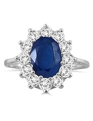 1.00 carat Diamond and Sapphire Ring in 14K White Gold