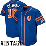 Majestic Darryl Strawberry New York Mets Throwback Heater Jersey - Royal Blue (Medium)