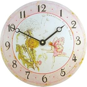Convex Tin Dandelion Fairy Wall Clock