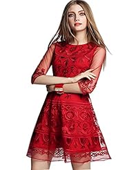 Flared-Skirt Cotton/Polyester Sweetheart Ruched Embroidered Fitted Summer 2015  Dress