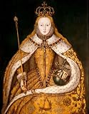 Queen Elizabeth I in Coronation Robes English School Painting - 18H x 14W - Peel and Stick Wall Decal by Wallmonkeys