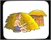 Mouse Pad with Australia, hut, man, shacks, sitting, Aborigine, tool, working, hay